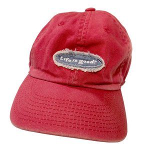 Life is Good Baseball Cap, Red, Distressed, Embroidered Patch, Breathable Cotton
